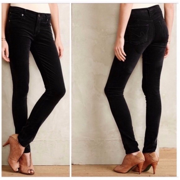 Citizens of Humanity Avedon Skinny Black Velvet Jeans Size 25 - Picture 1 of 12